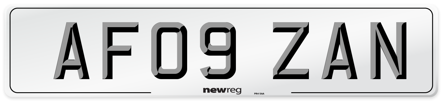 AF09 ZAN Number Plate from New Reg